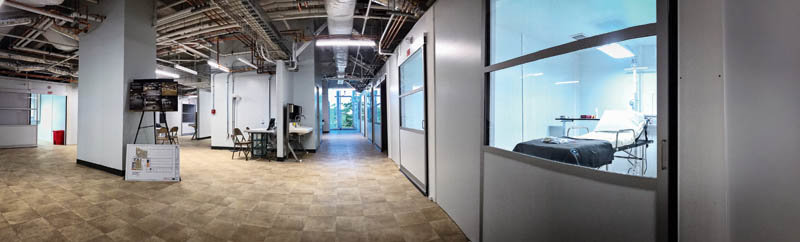 A panorama view of a negative pressure isolation room for COVID-19 patients on the third floor of The Commercial Appeal’s former building. This space formerly served as the newsroom.